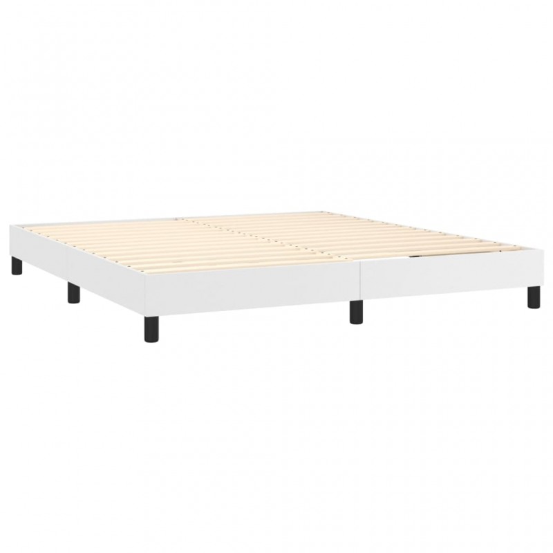 Κρεβάτι Boxspring με Στρώμα Λευκό 160x200εκ.από Συνθετικό Δέρμα