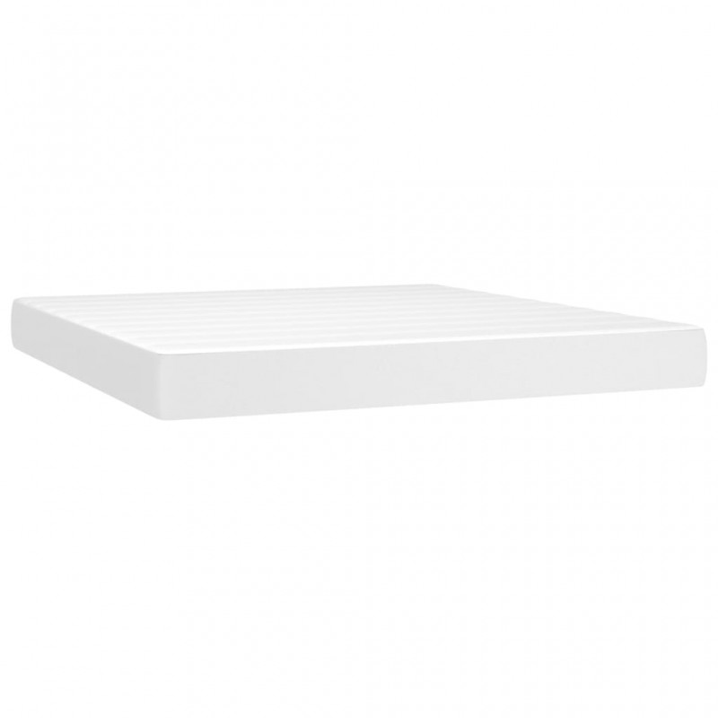 Κρεβάτι Boxspring με Στρώμα Λευκό 160x200εκ.από Συνθετικό Δέρμα