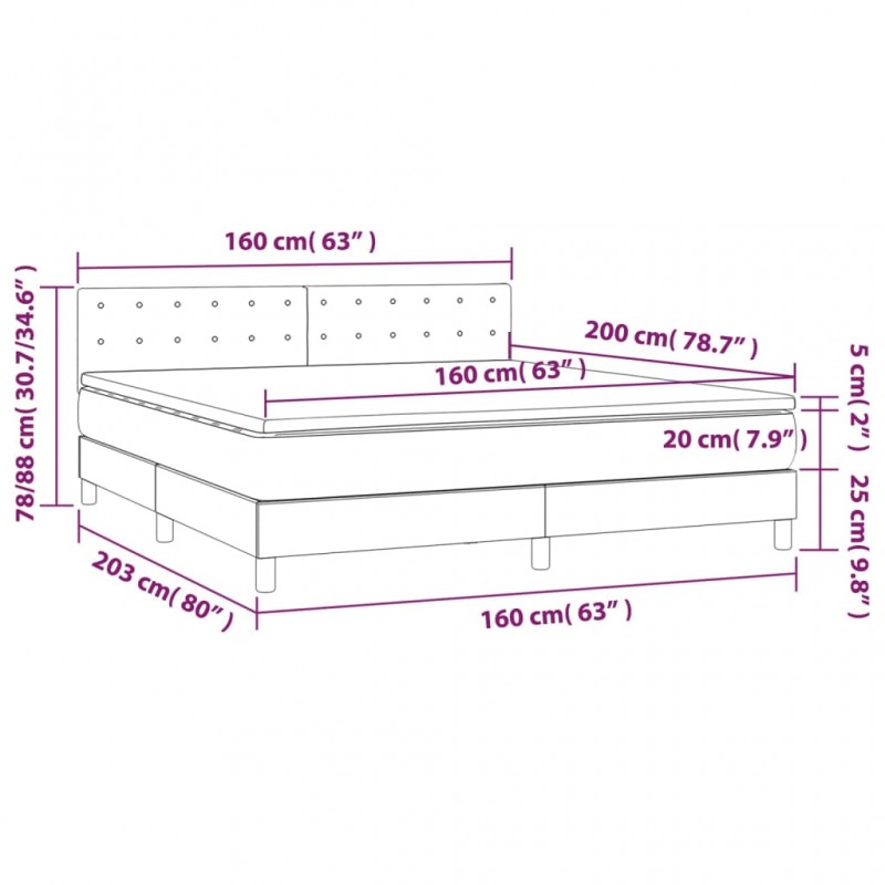 Κρεβάτι Boxspring με Στρώμα Λευκό 160x200εκ.από Συνθετικό Δέρμα