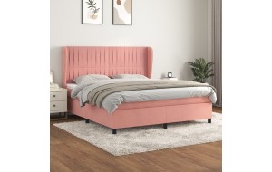 Κρεβάτι Boxspring με Στρώμα Ροζ 180x200 εκ. Βελούδινο