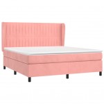 Κρεβάτι Boxspring με Στρώμα Ροζ 180x200 εκ. Βελούδινο