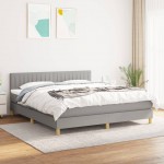 Κρεβάτι Boxspring με Στρώμα Ανοιχτό Γκρι 180x200 εκ. Υφασμάτινο