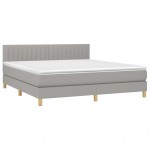 Κρεβάτι Boxspring με Στρώμα Ανοιχτό Γκρι 180x200 εκ. Υφασμάτινο