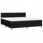 Κρεβάτι Boxspring με Στρώμα & LED Μαύρο 160x200 εκ. Υφασμάτινο