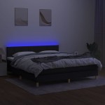 Κρεβάτι Boxspring με Στρώμα & LED Μαύρο 160x200 εκ. Υφασμάτινο