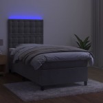 Κρεβάτι Boxspring με Στρώμα & LED Αν.Γκρι 100x200 εκ. Βελούδινο