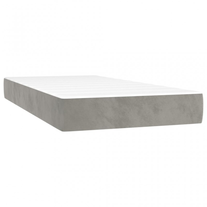 Κρεβάτι Boxspring με Στρώμα & LED Αν.Γκρι 100x200 εκ. Βελούδινο