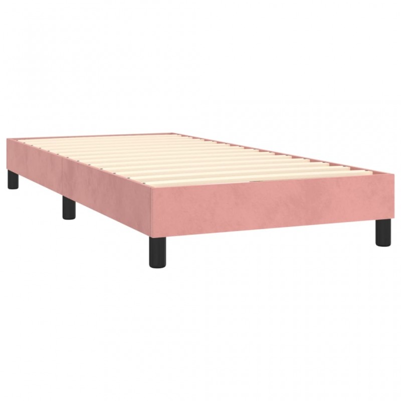 Κρεβάτι Boxspring με Στρώμα Ροζ 100x200 εκ. Βελούδινο