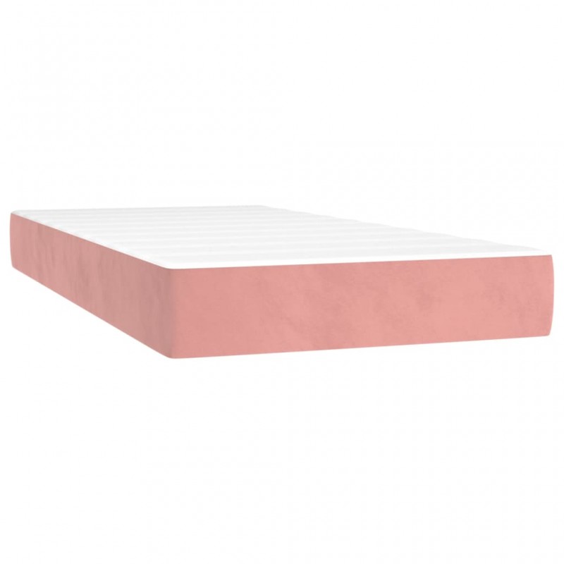 Κρεβάτι Boxspring με Στρώμα Ροζ 100x200 εκ. Βελούδινο