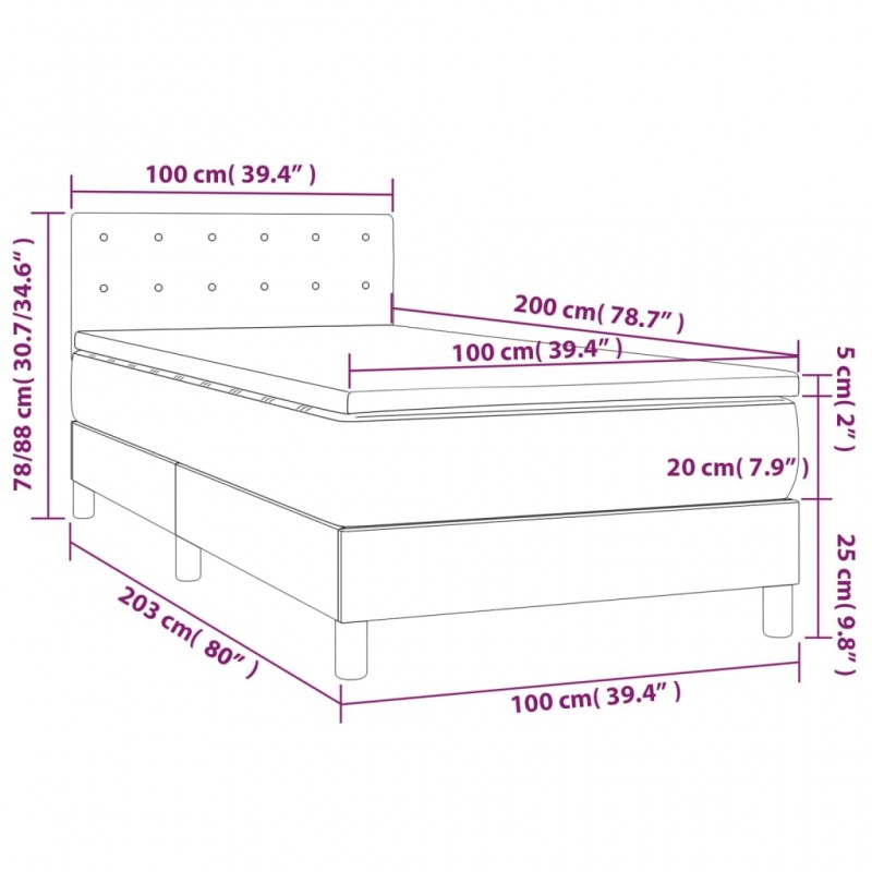 Κρεβάτι Boxspring με Στρώμα Ροζ 100x200 εκ. Βελούδινο