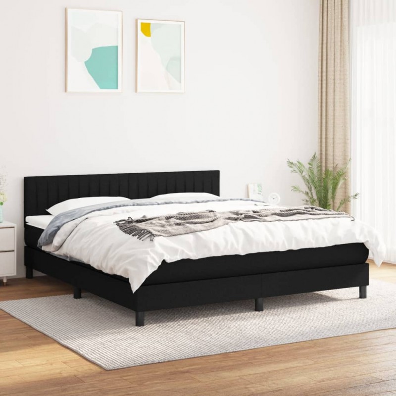 Κρεβάτι Boxspring με Στρώμα Μαύρο 180x200 εκ. Υφασμάτινο