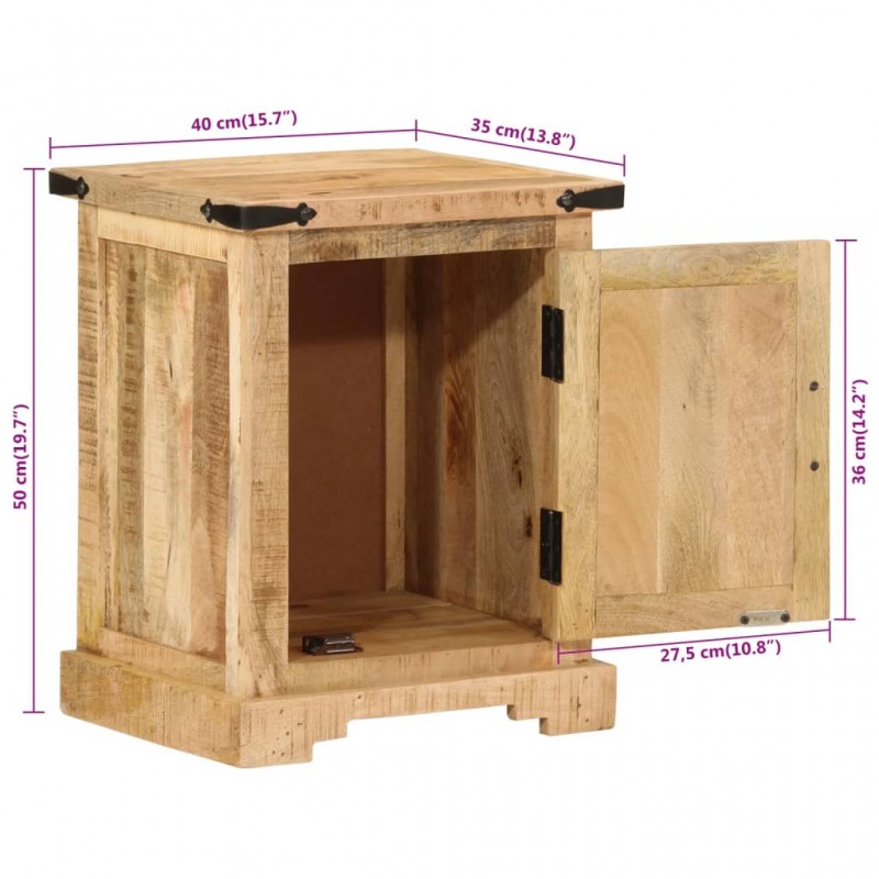 Κομοδίνο από ξύλο μάνγκο σε φυσική απόχρρωση με ντουλαπάκι 40x35x50 εκ