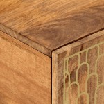 Τραπεζάκι σαλονιού από μασίφ ξύλο μάνγκο σε φυσική απόχρωση με δύο ντουλάπια 100x54x40 εκ