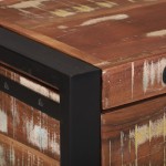 Μπαούλο αποθήκευσης με βάσεις από μέταλλο και σκελετό από ανακυκλωμένο ξύλο με πολύχρωμες αποχρώσεις 80x30x30 εκ 