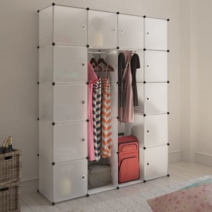 Ντουλάπα σπονδυλωτή με 14 τμήματα λευκή 146x37x180,5 εκ