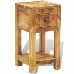 Κομοδίνο βοηθητικό τραπέζι με ένα συρτάρι από μασίφ ξύλο μάνγκο 30x30x58 εκ