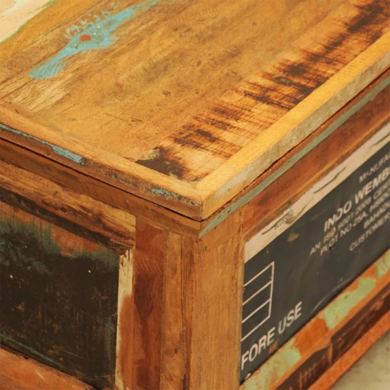 Τραπεζάκι σαλονιού μπαούλο με αποθηκευτικό χώρο από μασίφ ανακυκλωμένο ξύλο 85x50x35 εκ