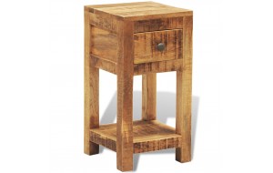 Κομοδίνο βοηθητικό τραπέζι με ένα συρτάρι από μασίφ ξύλο μάνγκο 30x30x58 εκ