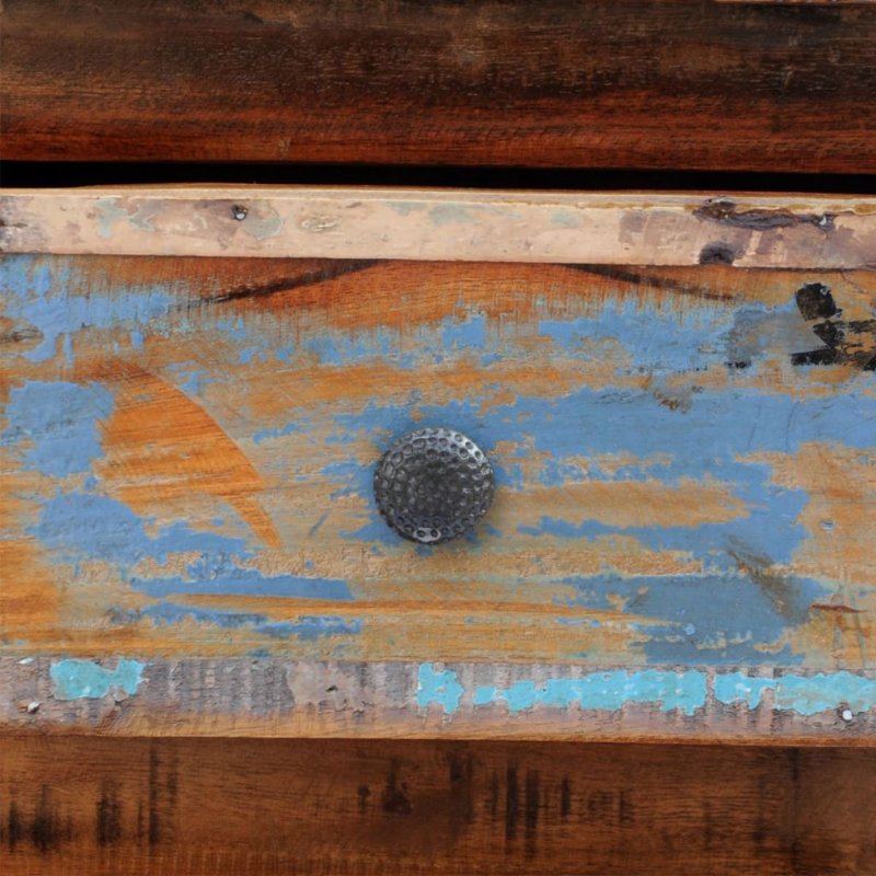 Κομοδίνο vintage με δύο συρτάρια από μασίφ ανακυκλωμένο ξύλο 43x35x51 εκ