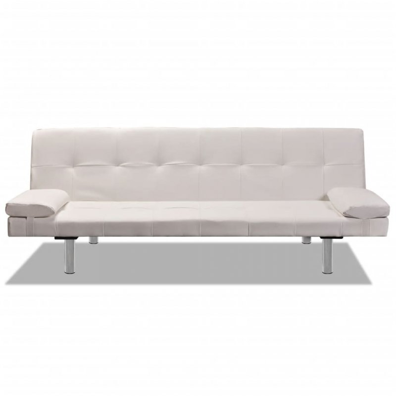 Καναπές - Κρεβάτι 2 Μαξιλάρια Ρυθμιζόμενος Κρεμ Συνθετικό Δέρμα