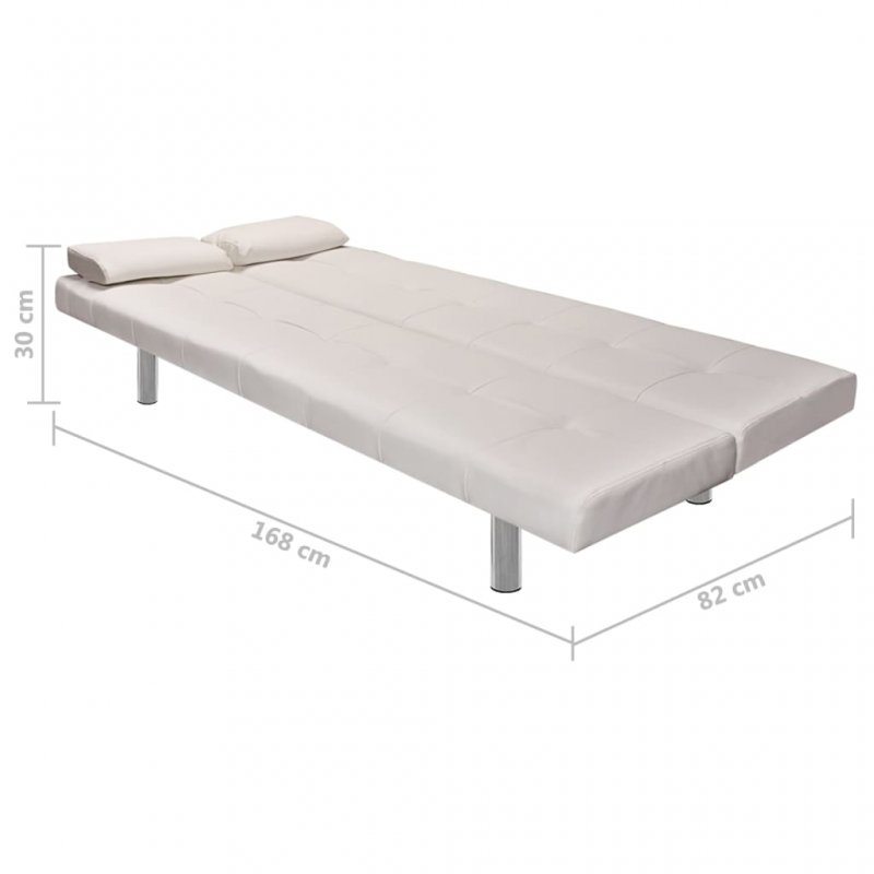 Καναπές - Κρεβάτι 2 Μαξιλάρια Ρυθμιζόμενος Κρεμ Συνθετικό Δέρμα