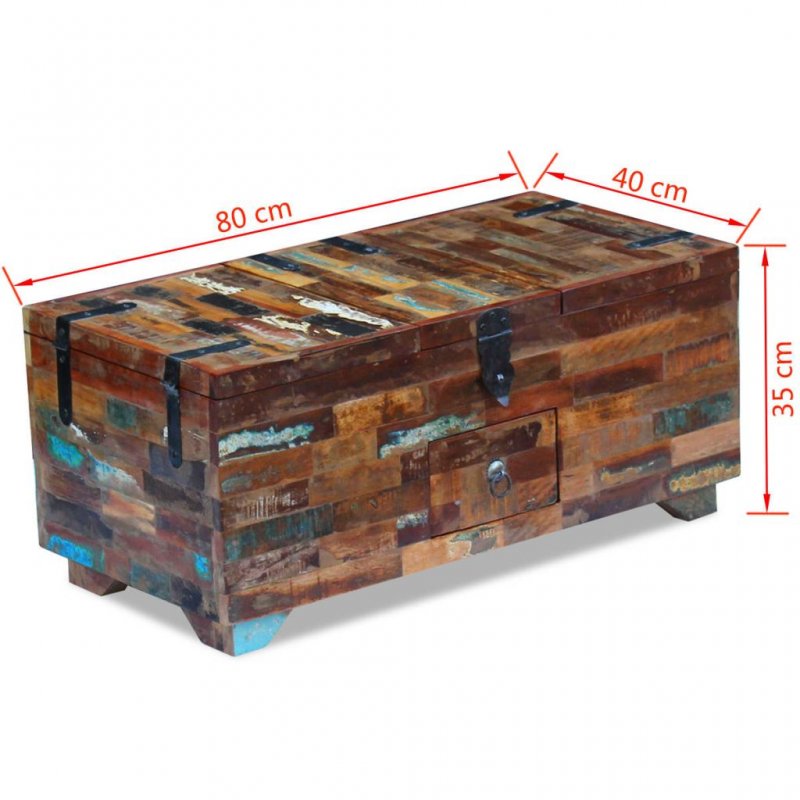 Τραπεζάκι σαλονιού μπαούλο από μασίφ ανακυκλωμένο ξύλο 80x40x35 εκ