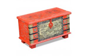 Μπαούλο Αποθήκευσης Κόκκινο 80 x 40 x 45 εκ. από Ξύλο Μάνγκ&omicr