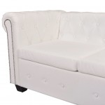 Καναπές γωνιακός πενταθέσιος τύπου Chesterfield λευκός από συνθετικό δέρμα 205x205x73 εκ