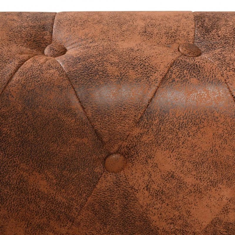 Καναπές Γωνιακός 5 Θέσεων Chesterfield Καφέ Συνθετικό Δέρμα
