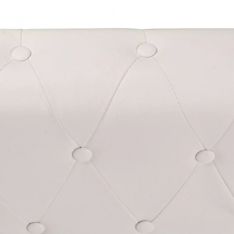 Καναπές γωνιακός εξαθέσιος τύπου Chesterfield λευκός από συνθετικό δέρμα 260x205x73 εκ