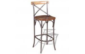 Καρέκλα μπαρ από μασίφ ανακυκλωμένο ξύλο 45x45x110 εκ