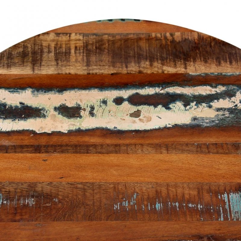 Τραπεζάκι σαλονιού από μασίφ ανακυκλωμένο ξύλο σε στρογγυλή σιδερένια βάση 60x35 εκ