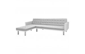 Καναπές-Κρεβάτι Γωνιακός Λευκός/Γκρι 218x155x69 εκ. Υφασμάτινος