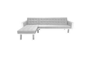 Καναπές-Κρεβάτι Γωνιακός Λευκός/Γκρι 218x155x69 εκ. Υφασμάτινος