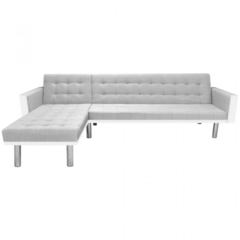 Καναπές-Κρεβάτι Γωνιακός Λευκός/Γκρι 218x155x69 εκ. Υφασμάτινος