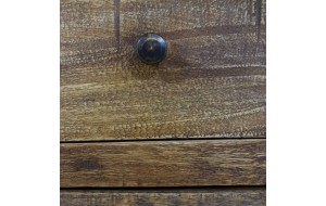 Κομοδίνο σε σκούρο χρώμα από μασίφ ανακυκλωμένο ξύλο 40x30x51 εκ 