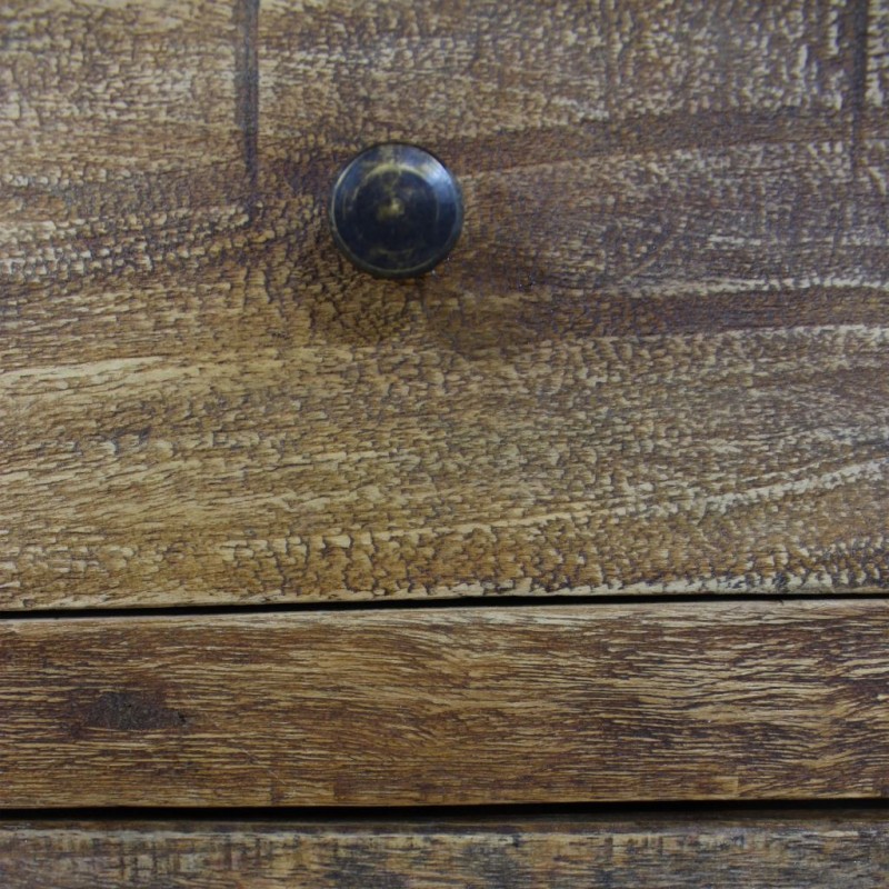 Κομοδίνο σε σκούρο χρώμα από μασίφ ανακυκλωμένο ξύλο 40x30x51 εκ