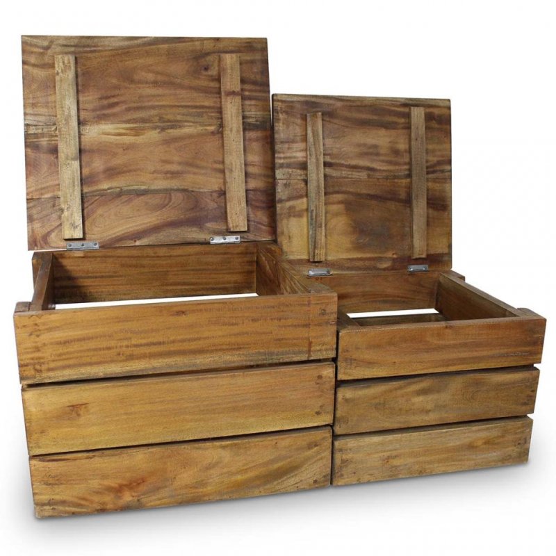 Σετ κουτιά αποθήκευσης δύο τεμαχίων από μασίφ ανακυκλωμένο ξύλο