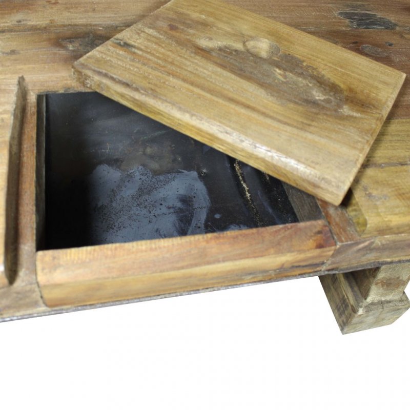 Τραπεζάκι σαλονιού βιομηχανικό από μασίφ ανακυκλωμένο ξύλο και γαλβανισμένο σίδερο 90x50x35 εκ