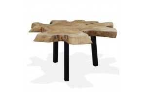 Τραπεζάκι σαλονιού με κορμό από ξύλο teak 80x70x38 εκ