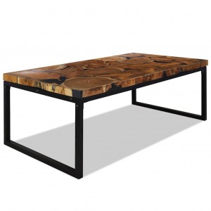 Τραπεζάκι σαλονιού από ξύλο teak και ρητίνη 110x60x40 εκ