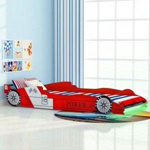 Κρεβάτι παιδικό αγωνιστικό αυτοκίνητο με LED κόκκινο 94x225 εκ