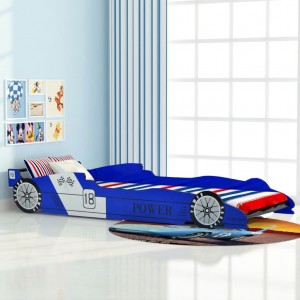 Κρεβάτι παιδικό αγωνιστικό αυτοκίνητο μπλε 94x225 εκ
