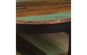 Τραπεζάκι σαλονιού στρογγυλό μασίφ ανακυκλωμένο ξύλο και χάλυβας 65x32 εκ