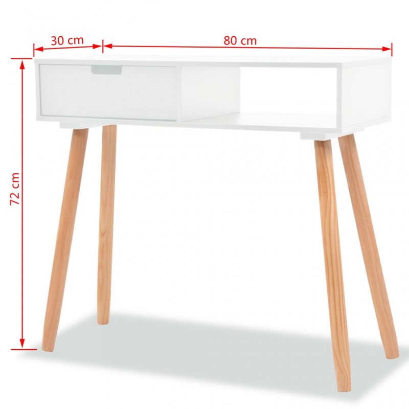 Τραπέζι κονσόλα λευκό 80 x 30 x 72 εκ από μασίφ ξύλο πεύκου | Echo Deco