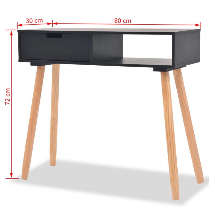 Τραπέζι κονσόλα μαύρο 80 x 30 x 72 εκ από μασίφ ξύλο πεύκου | Echo Deco