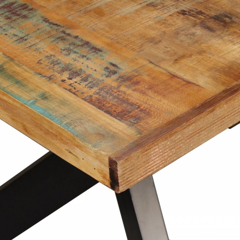 Τραπέζι φαγητού 180 εκ. Από μασίφ ανακυκλωμένο ξύλο και ατσάλι