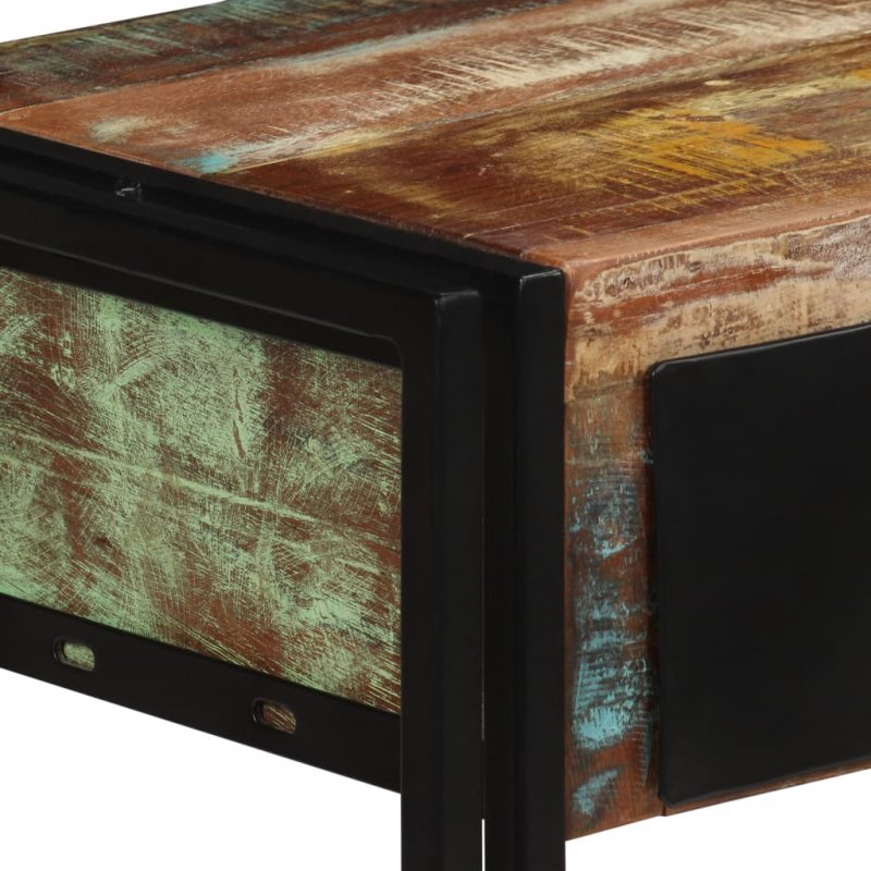 Τραπέζι κονσόλα από μασίφ ανακυκλωμένο ξύλο με συρτάρια και ράφι 120x30x76 εκ