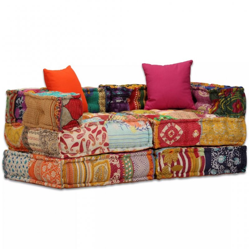 Καναπές - Κρεβάτι Διθέσιος Αρθρωτός Patchwork Υφασμάτινος | Echo Deco