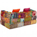Καναπές κρεβάτι διθέσιος αρθρωτός patchwork υφασμάτινος 140x70x56 εκ